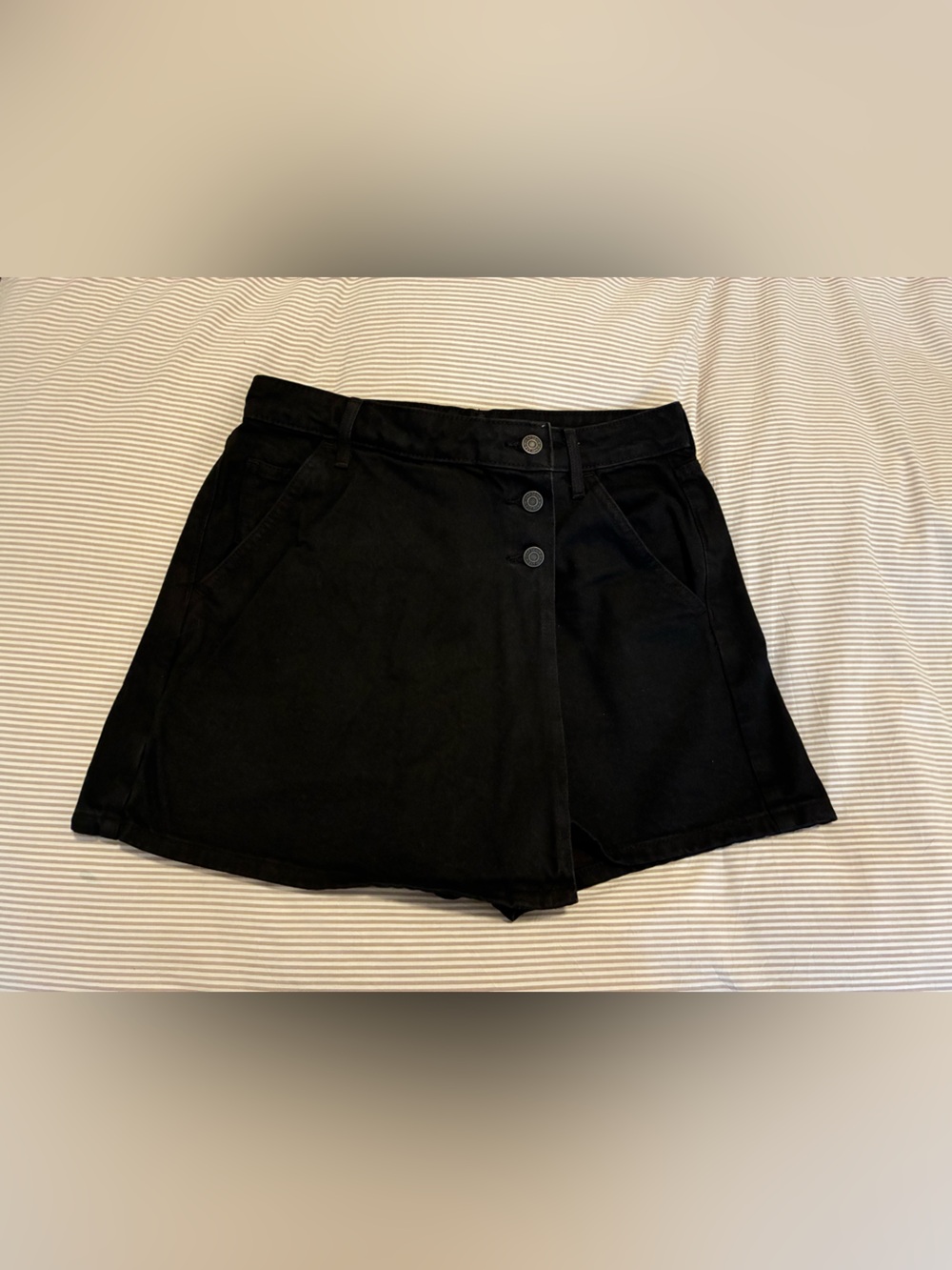 GAP Black Denim Button-Front Skort